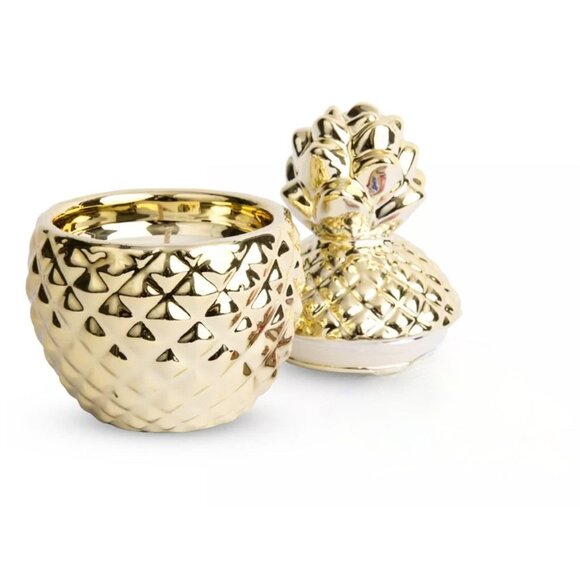 Gold Pineapple Jar Tropical Scented Candle By West Emory 1.76 Oz - Picture 2 of 9